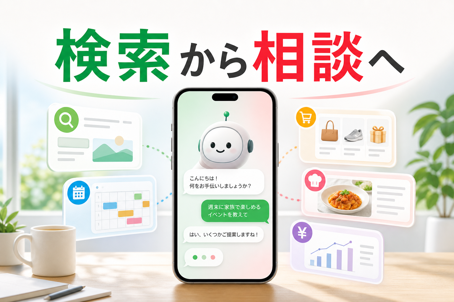 スマホでAIエージェントに相談する画面