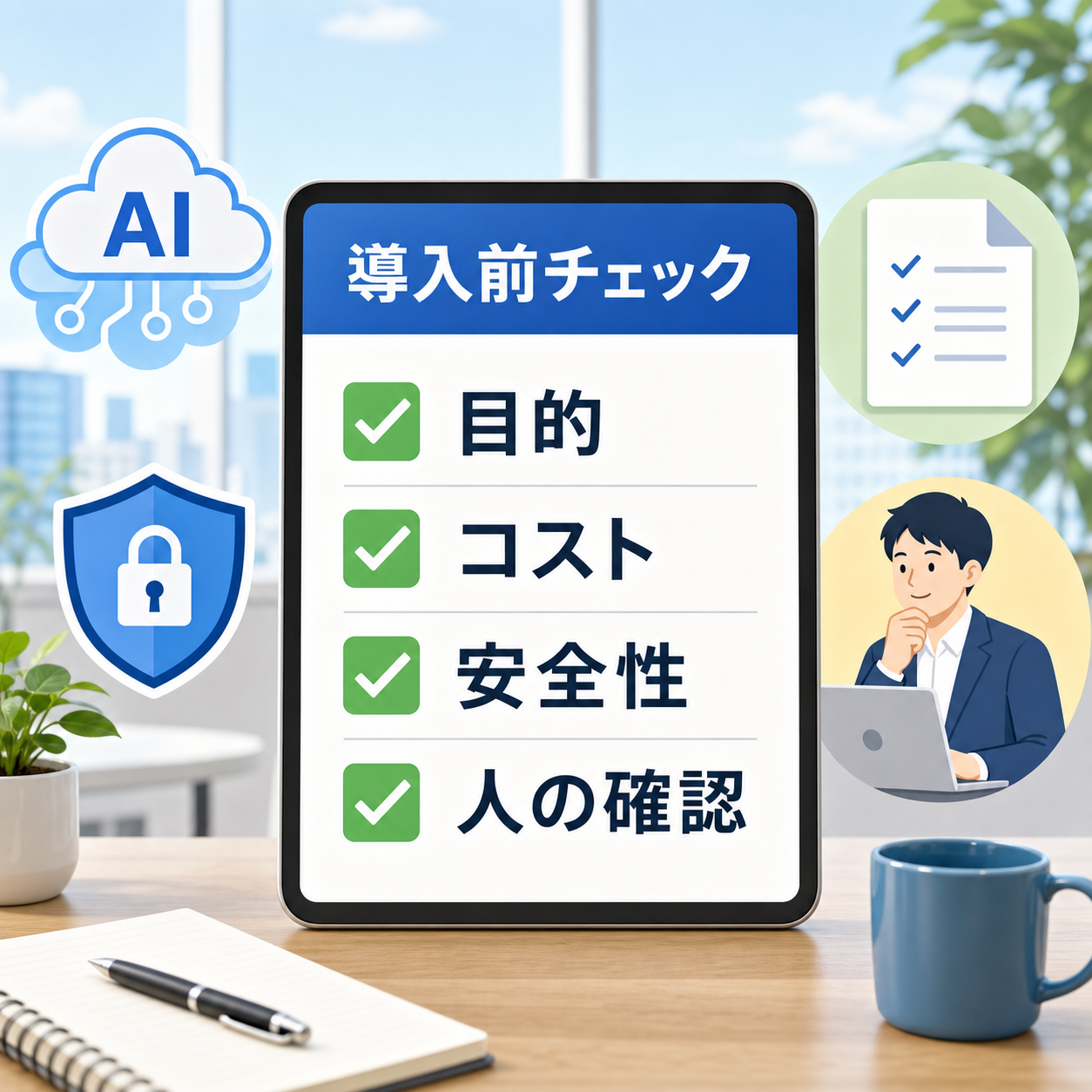 企業AIを導入する前に目的、コスト、安全性、人の確認を見直すチェックリスト