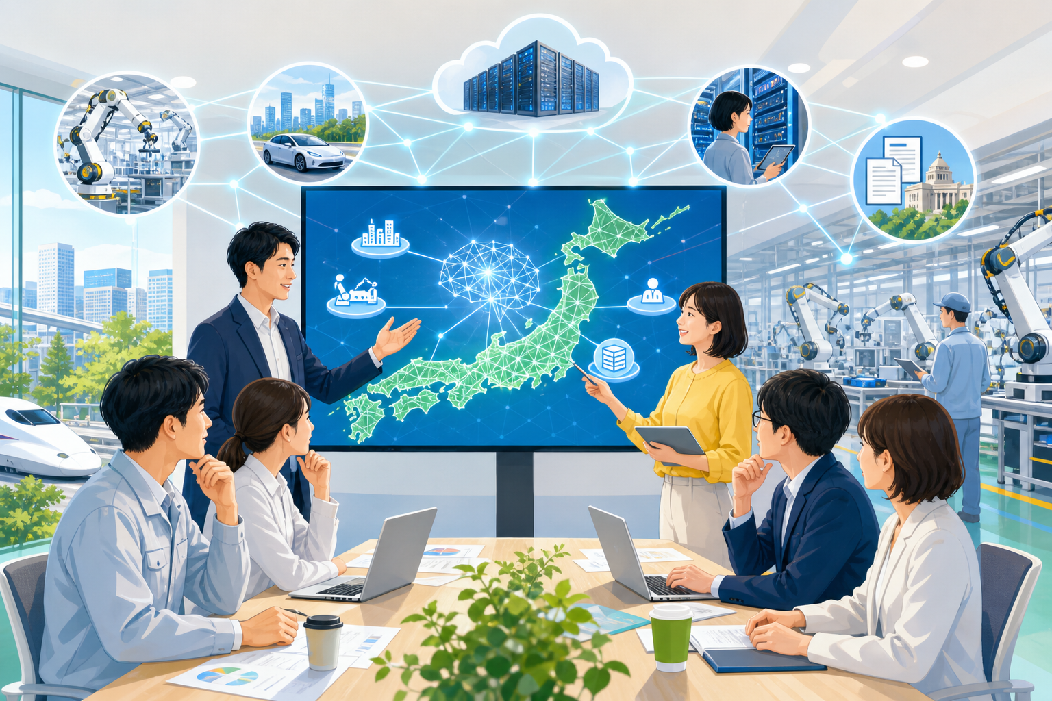 国産AI開発を議論する技術者と企業チーム