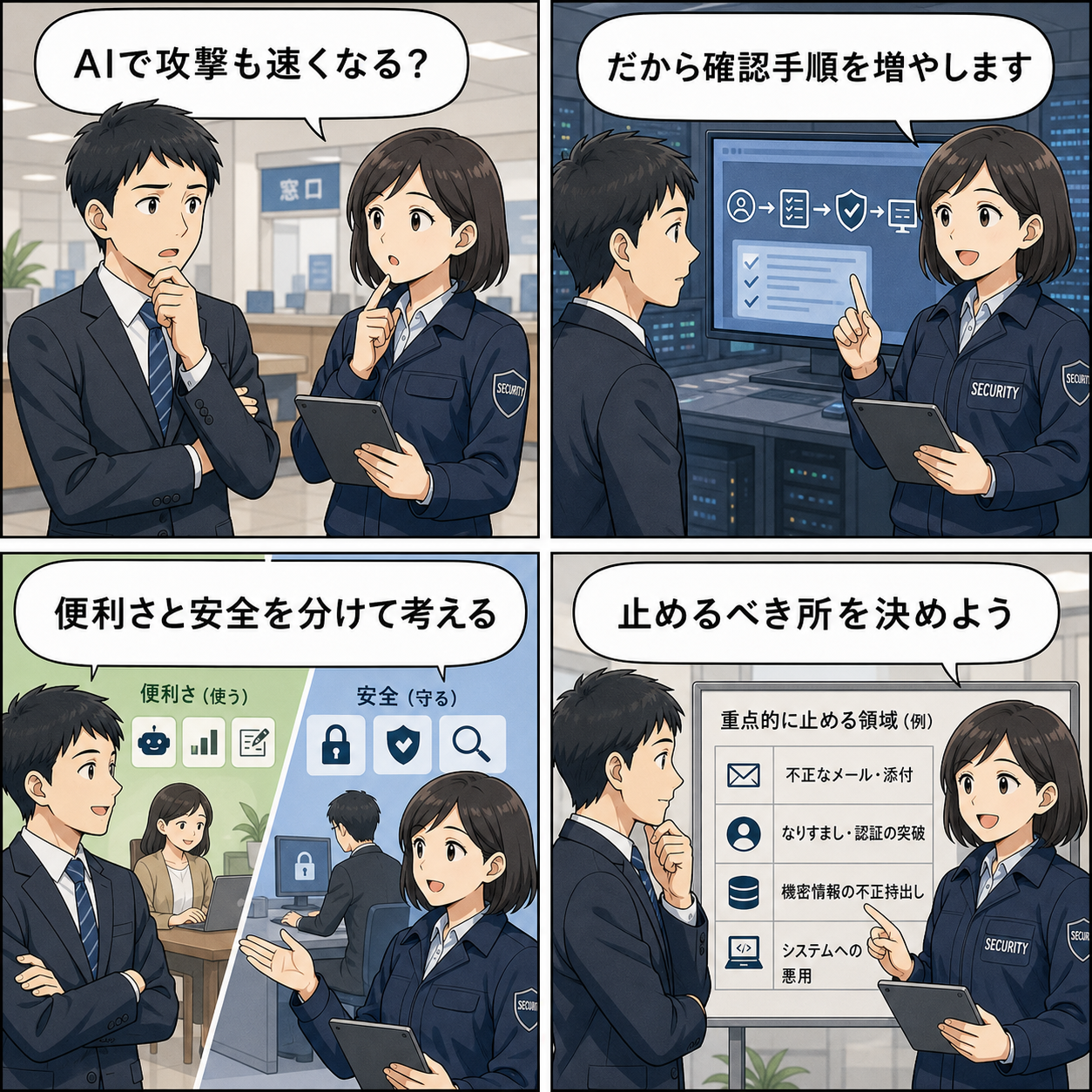 フロンティアAIと金融防衛を読む4コマ漫画
