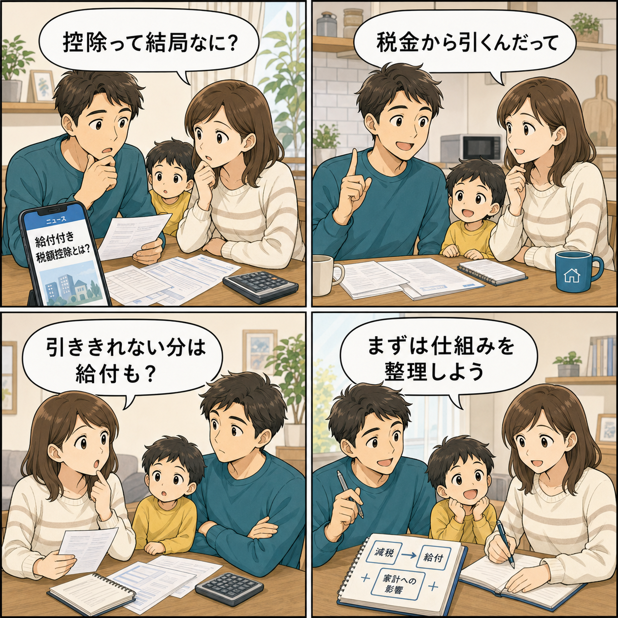 4コマ漫画:給付付き税額控除を家計目線で理解する