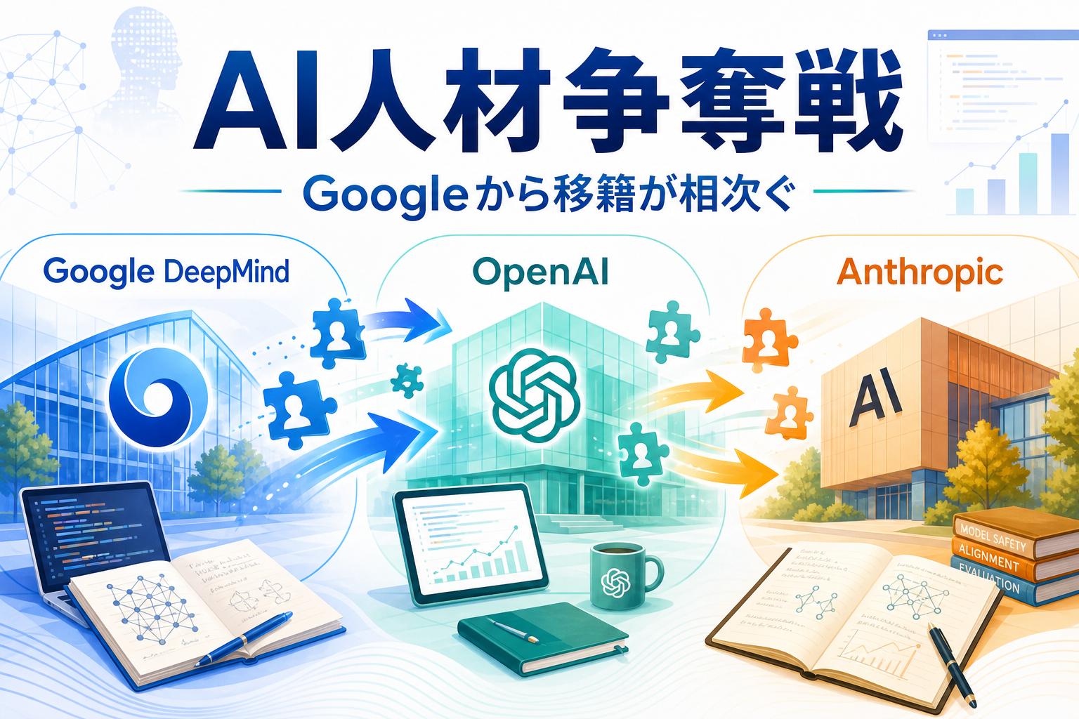 AI人材争奪戦と移籍動向を示すアイキャッチ画像