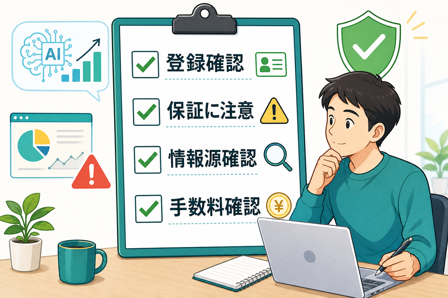 AI投資ツールを使う前に確認したい登録・保証・情報源・手数料のチェックリスト