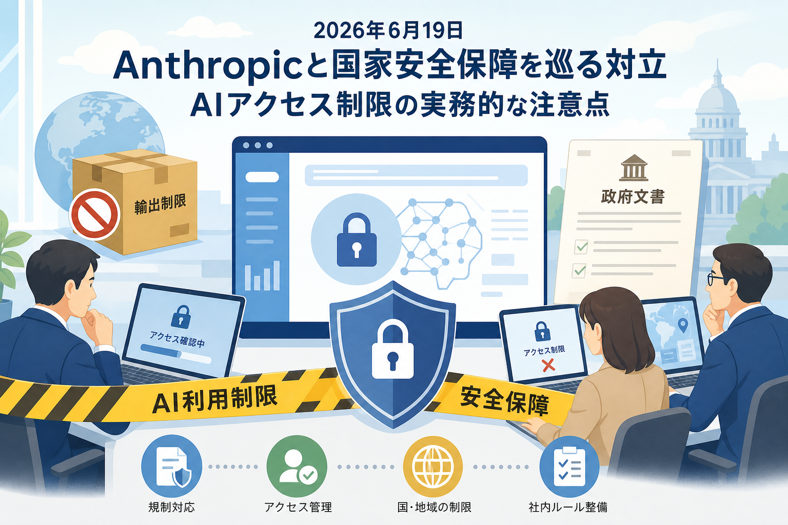 Anthropicをめぐる安全保障論争とAI利用制限を表したアイキャッチ画像