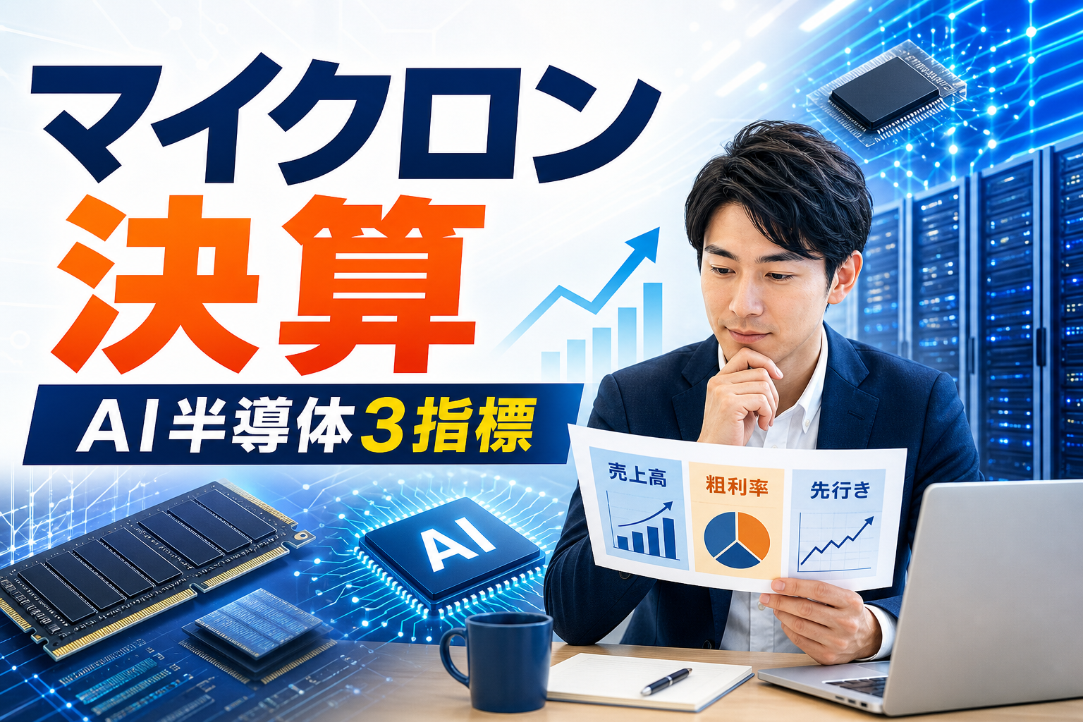 マイクロン決算とAI半導体の確認ポイントを示すアイキャッチ画像