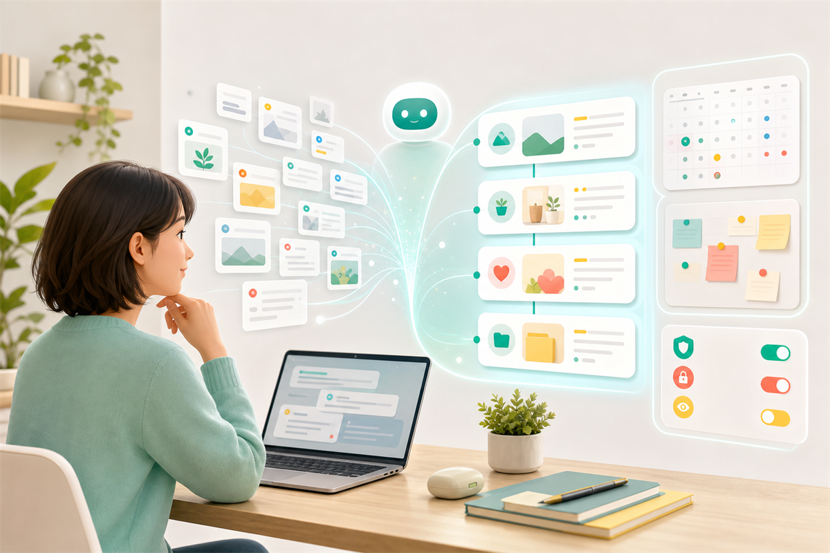 ChatGPTの記憶が整理されるAIメモリーのイメージ