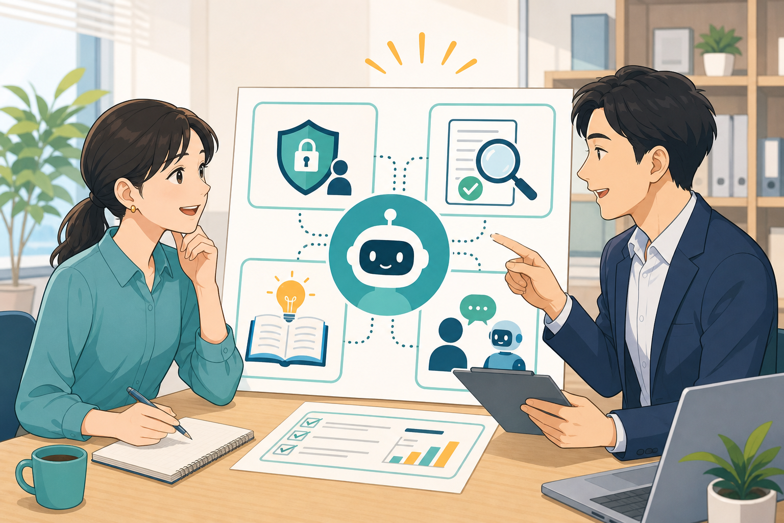 AI利用時に確認したいルールと学び直しの要点を示す図解