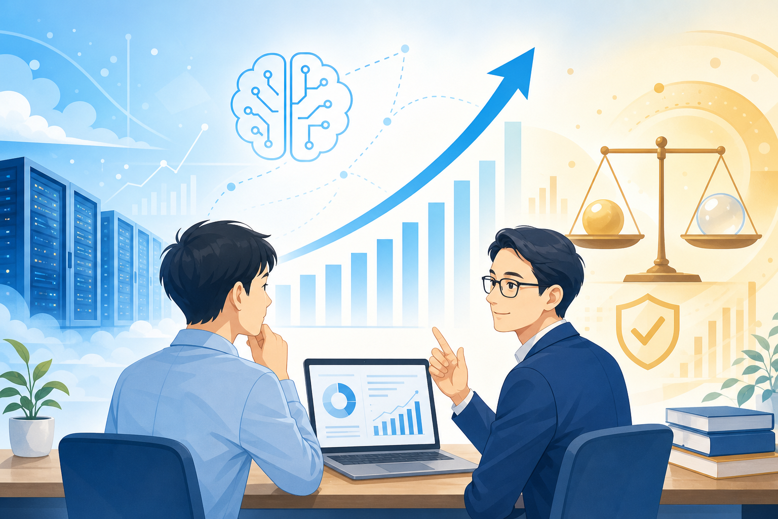 AI投資ブームの過熱と見極めポイントを表したアイキャッチ画像