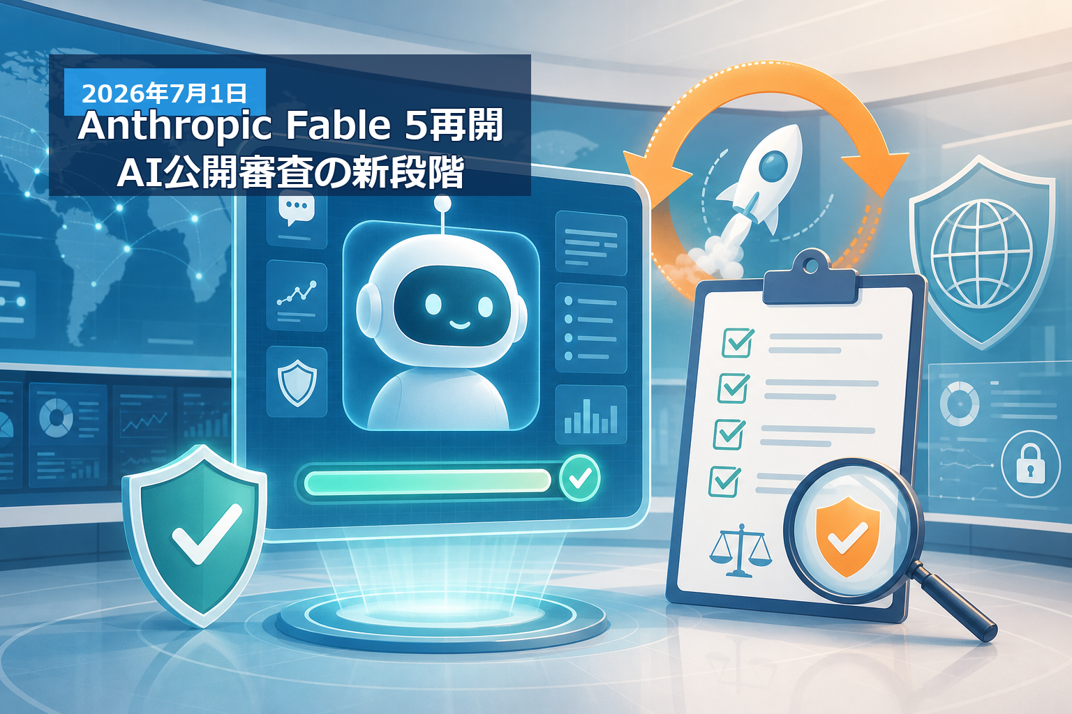 AnthropicのFable 5再開とAI公開審査の論点を示すアイキャッチ画像