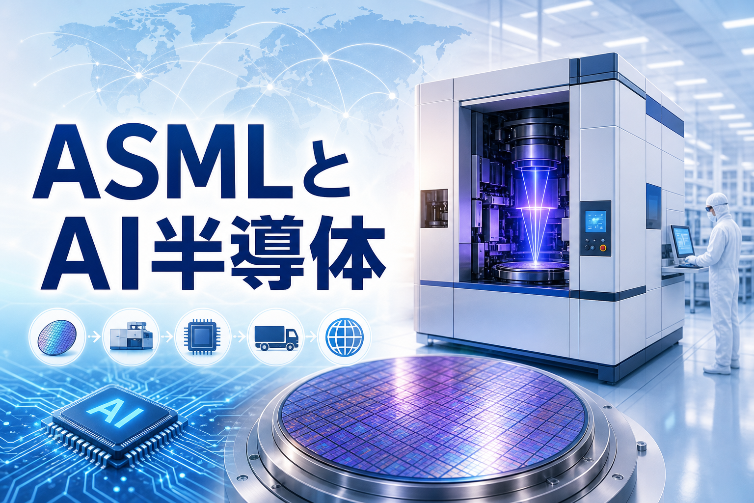 ASMLとAI半導体の製造装置を描いたアイキャッチ