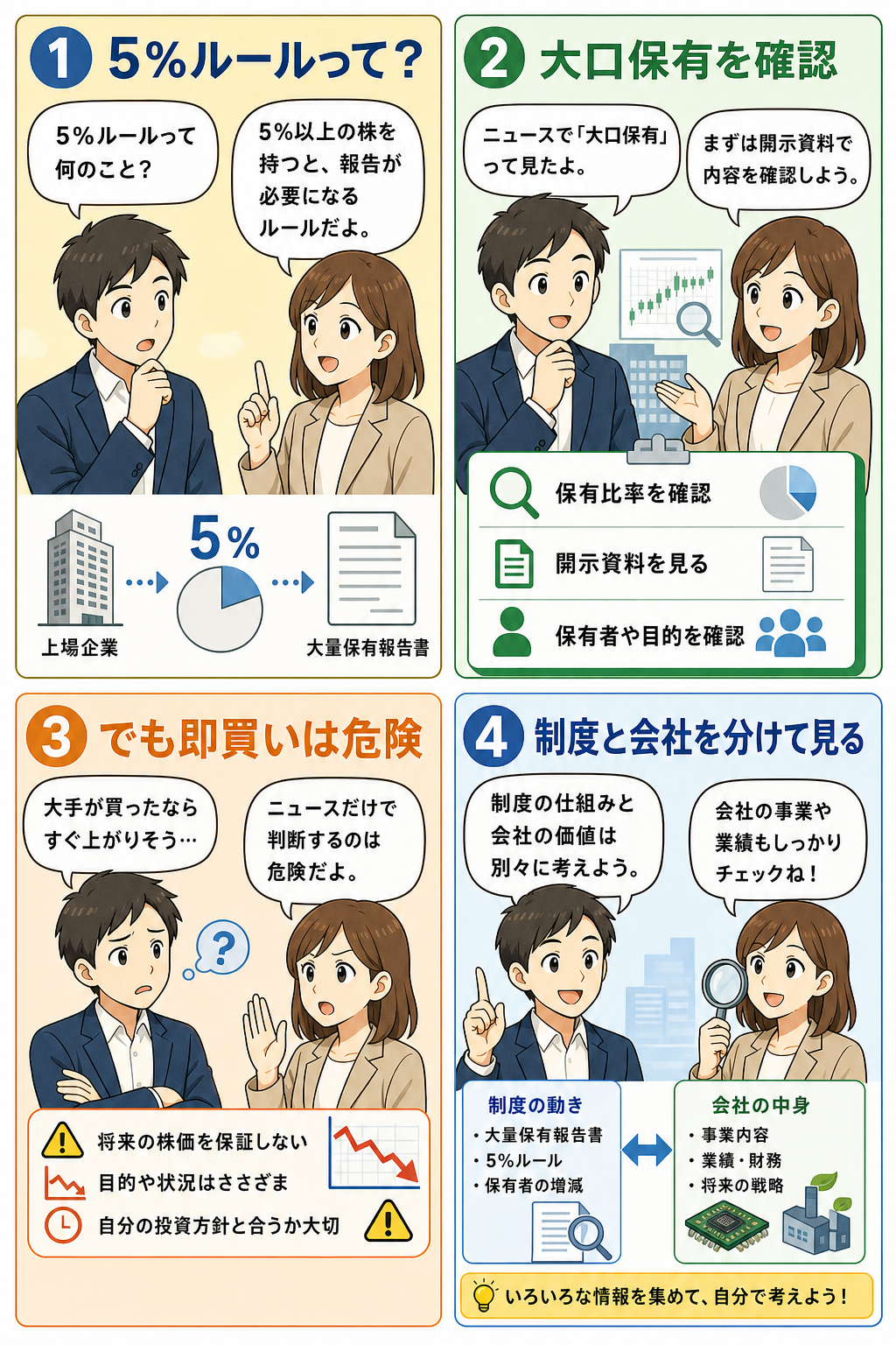 ブラックロックとJX金属の話題をやさしく整理する4コマ漫画