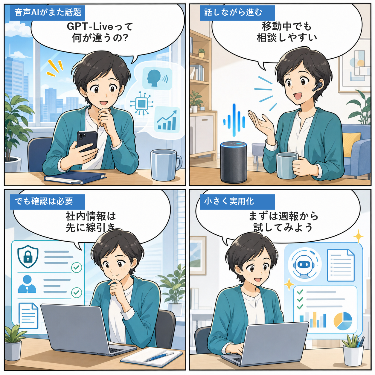 GPT-Liveと仕事活用を話す4コマ