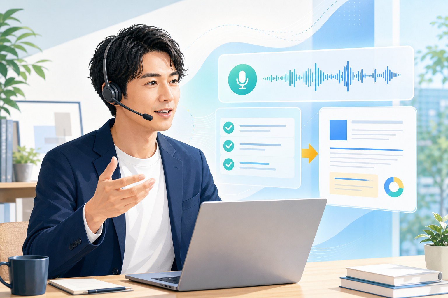 音声AIで仕事を整理する会社員のアイキャッチ画像