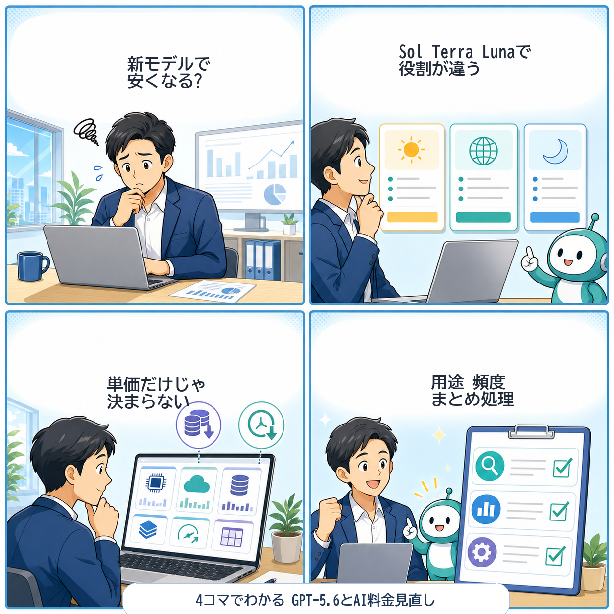 4コマ漫画:GPT-5.6とAI料金の見直しポイント