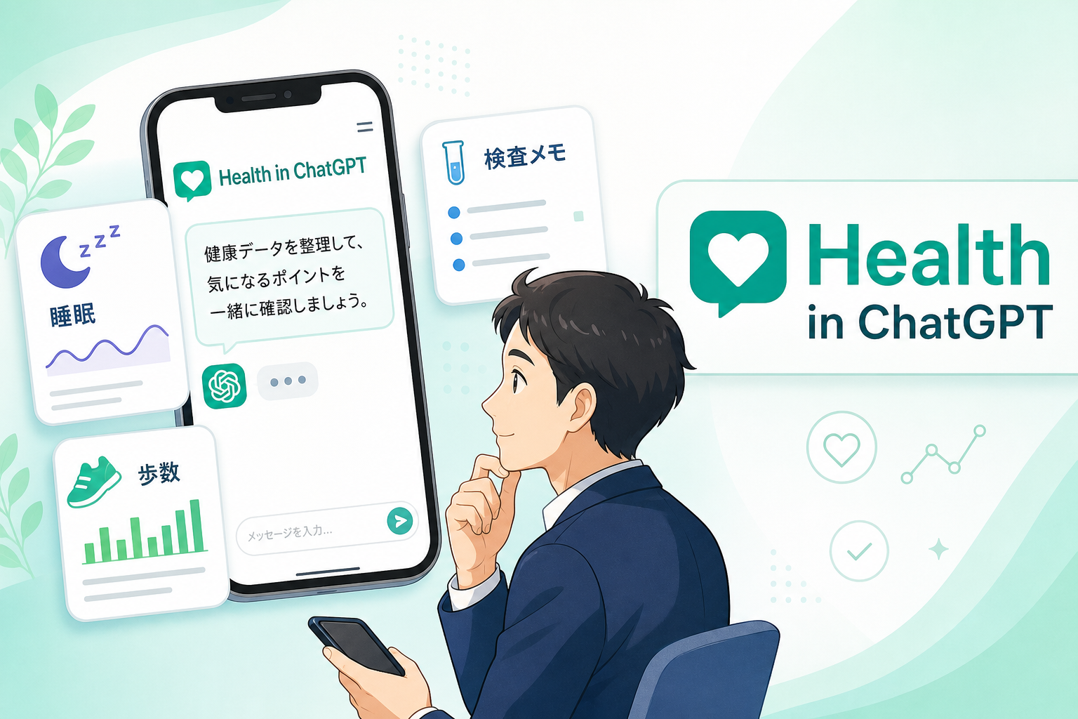 Health in ChatGPTの使い方を示すアイキャッチ