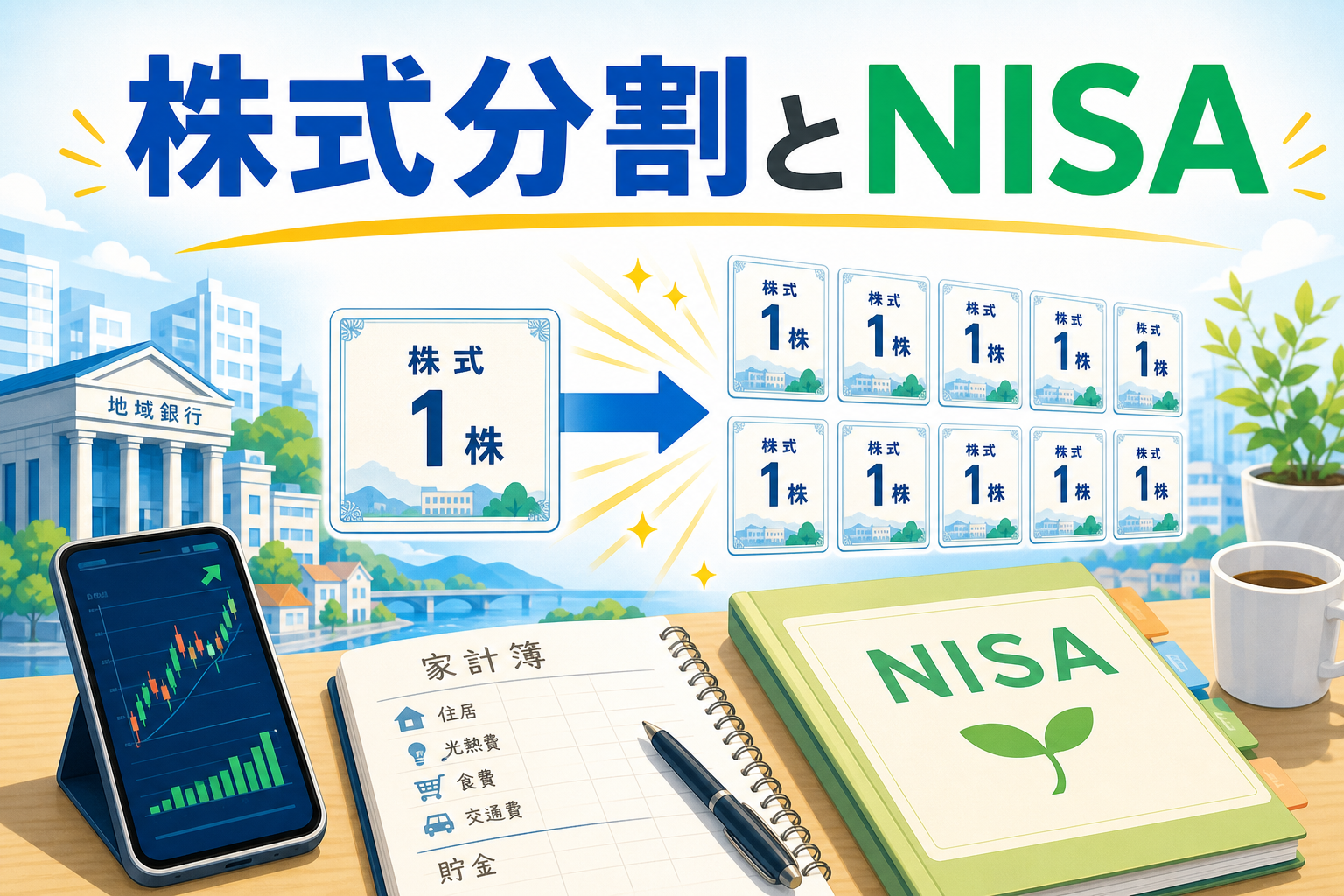 ほくほくFG株式分割とNISA確認のアイキャッチ