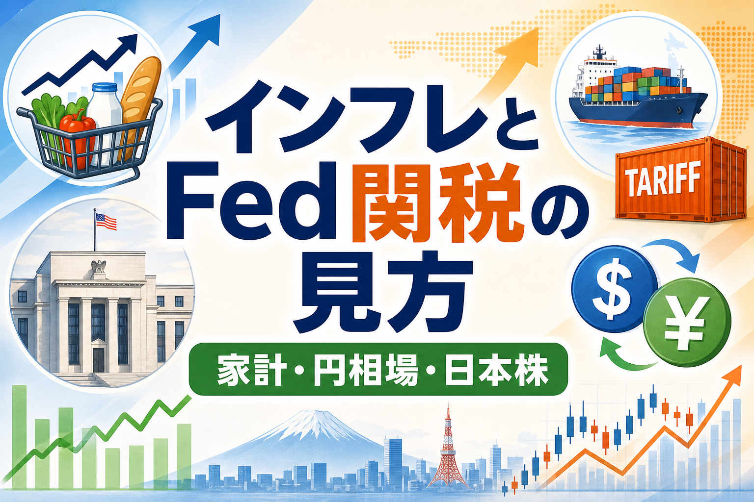 インフレと関税の関係を示す家計向けアイキャッチ