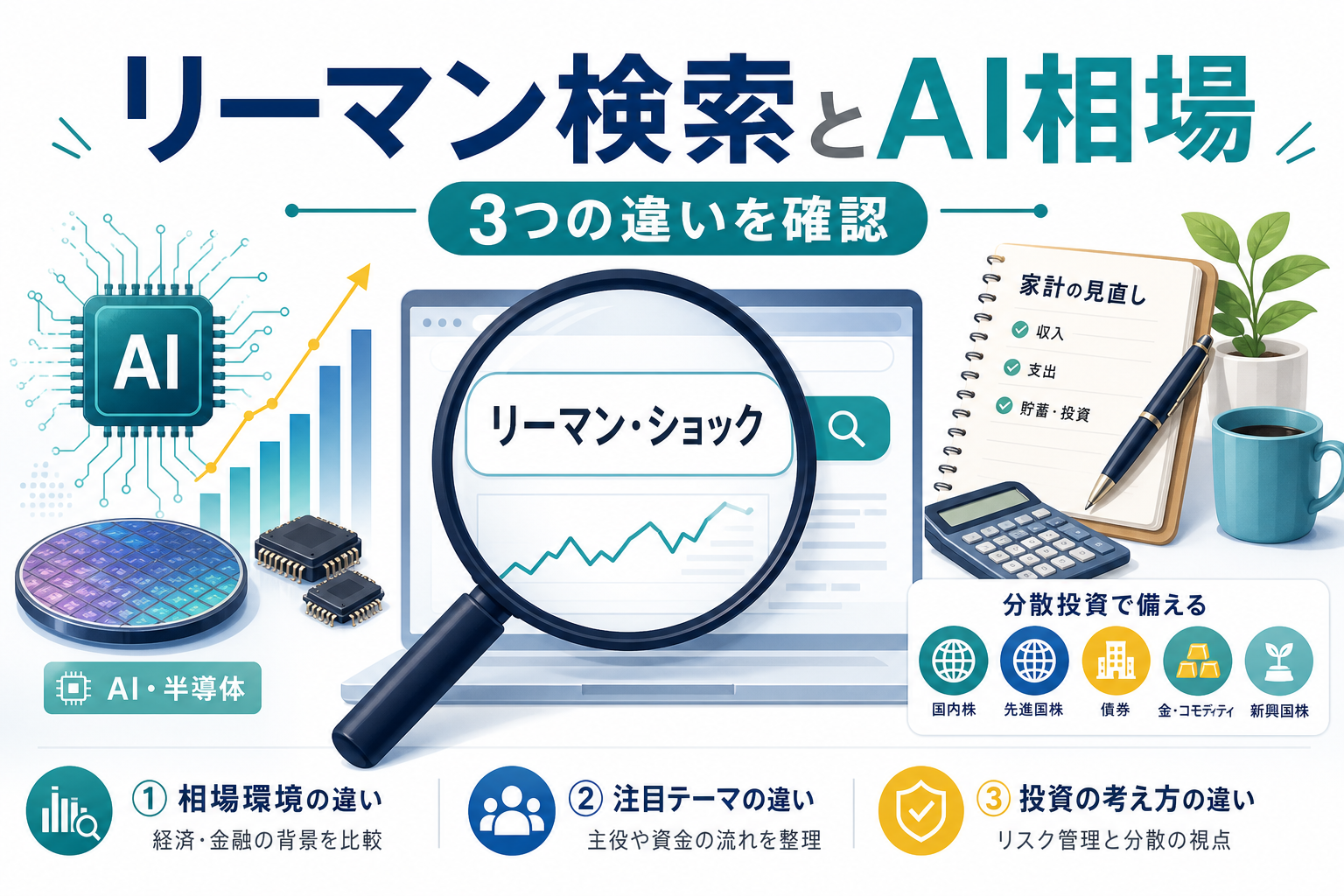 リーマン検索とAI相場の確認点を示すアイキャッチ