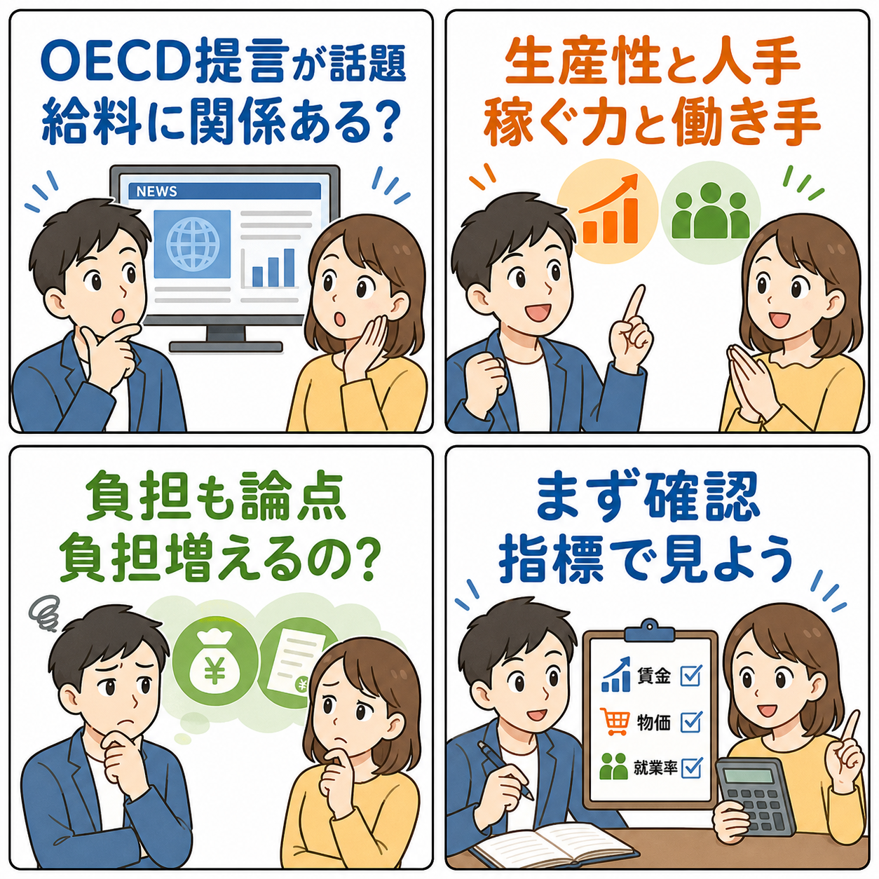OECD提言を家計目線で読み解く4コマ漫画