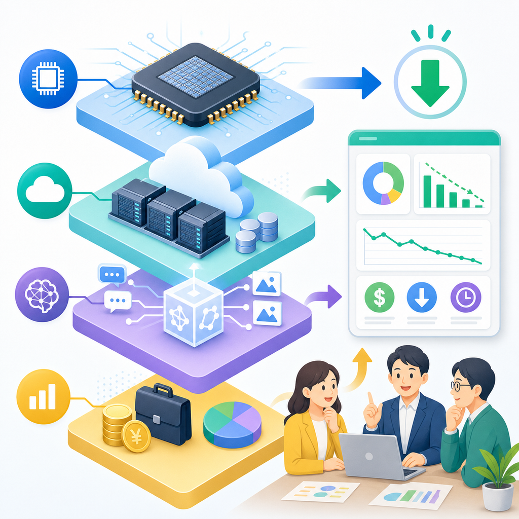 AIチップから推論コスト低下までのイメージ