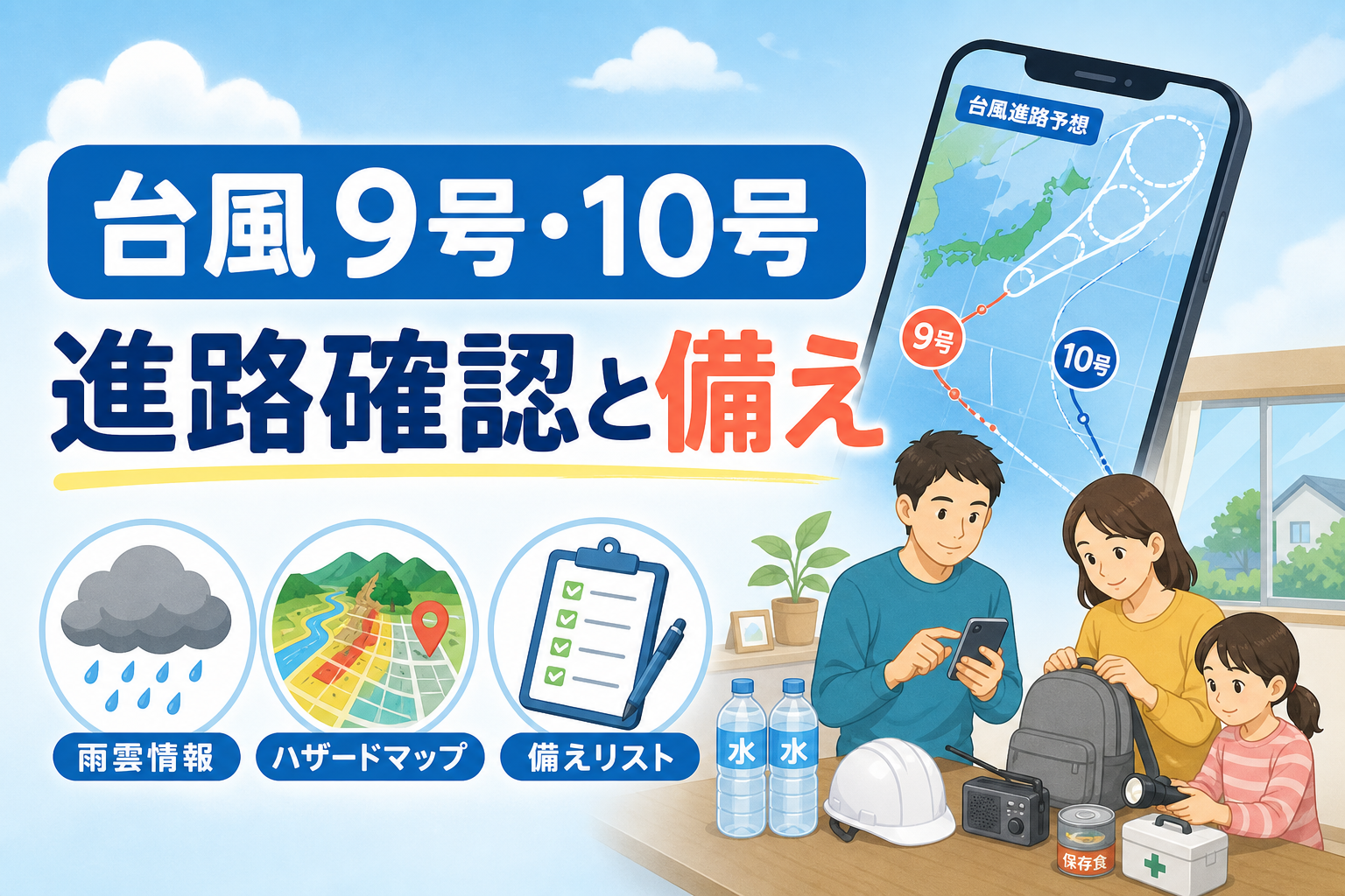 台風9号と10号の進路確認と備えを家族で整理するアイキャッチ画像