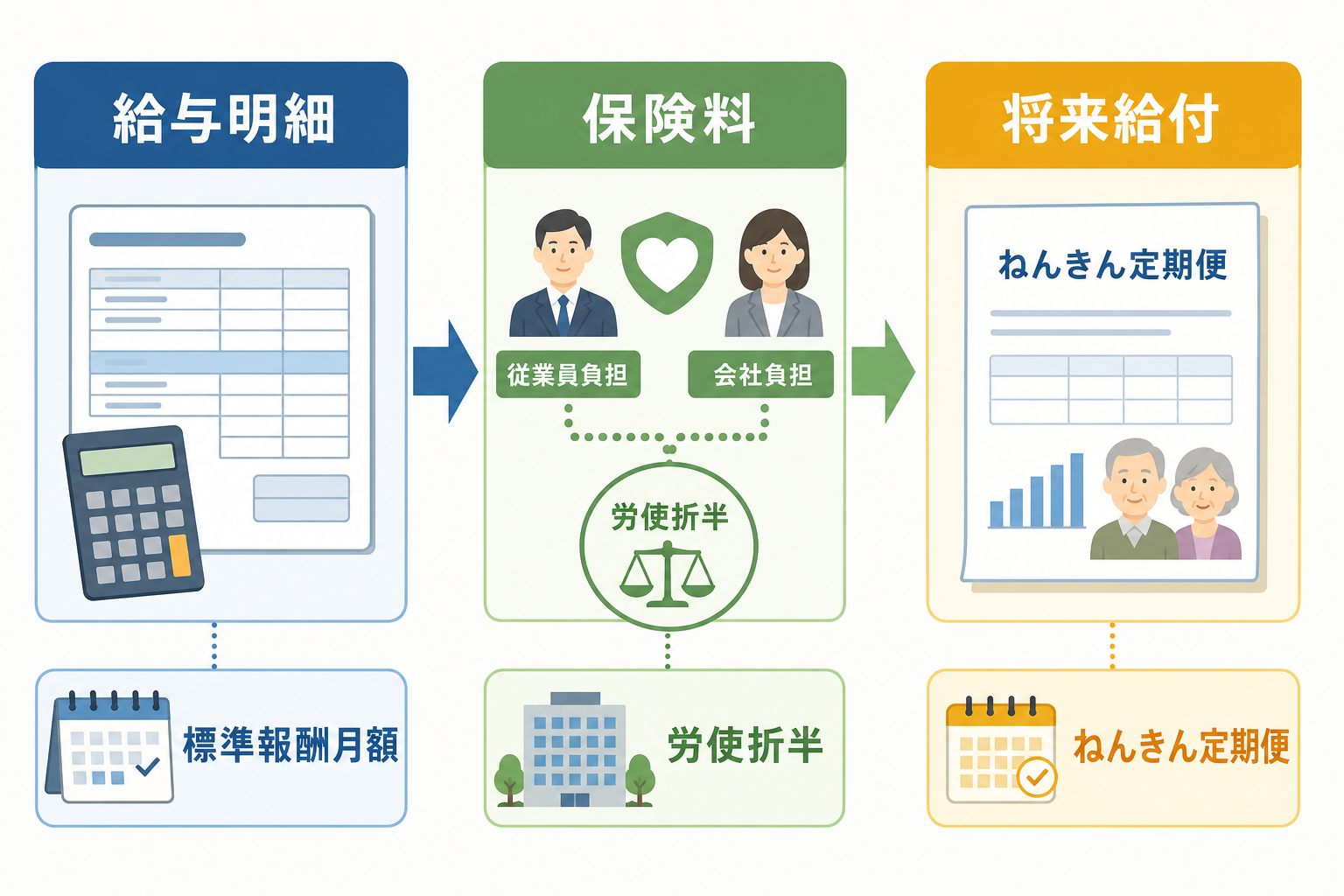 給与明細から厚生年金保険料と将来給付を確認する流れ