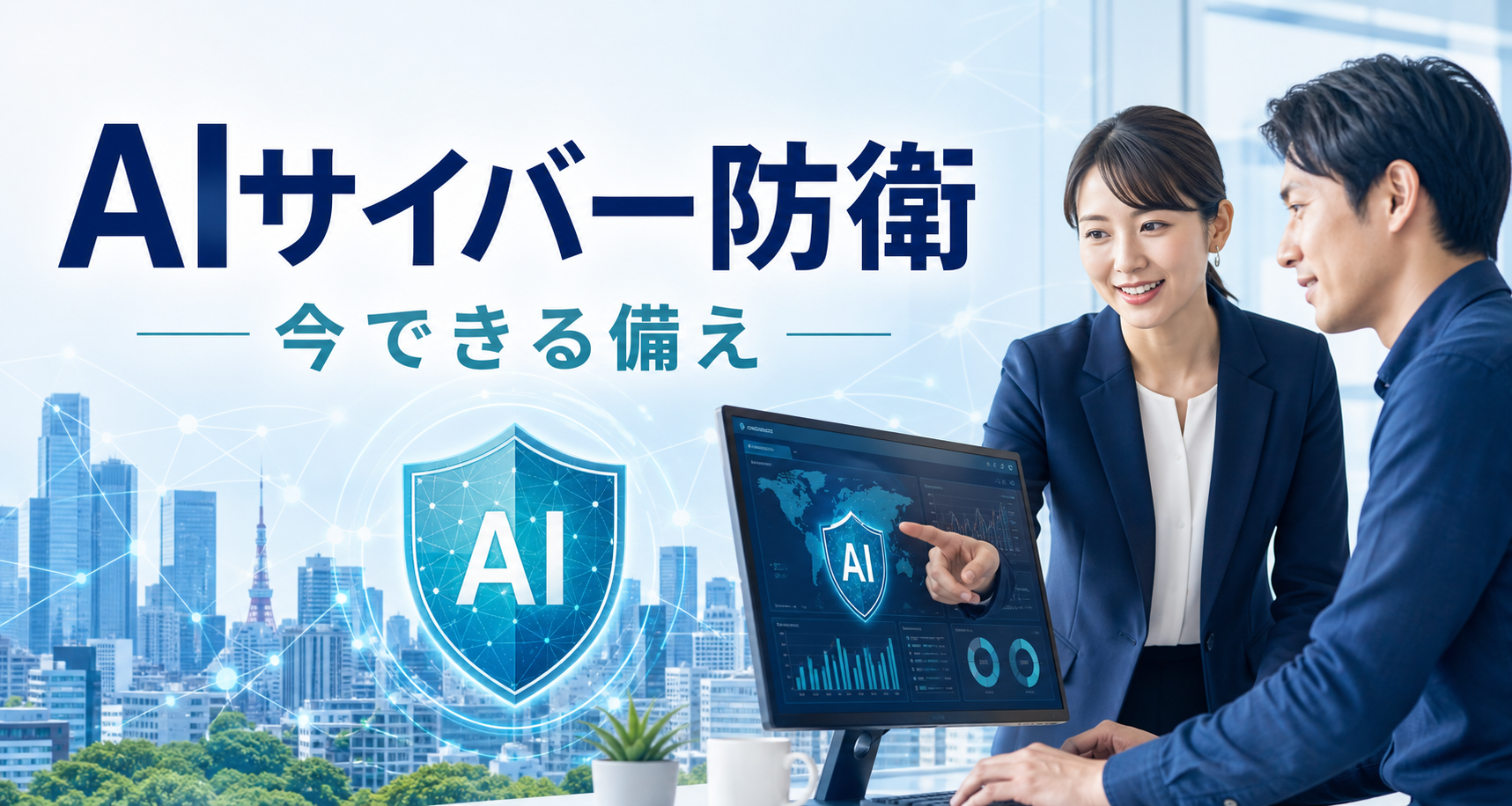 AI時代のサイバー防衛と基本対策を表すアイキャッチ画像