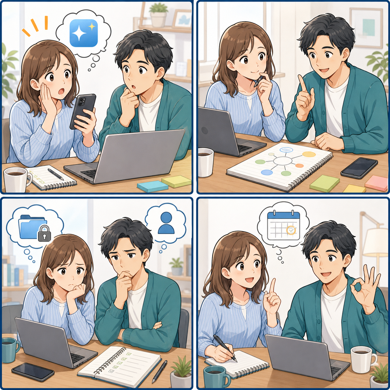 AI課金を考える人たちの4コマ漫画