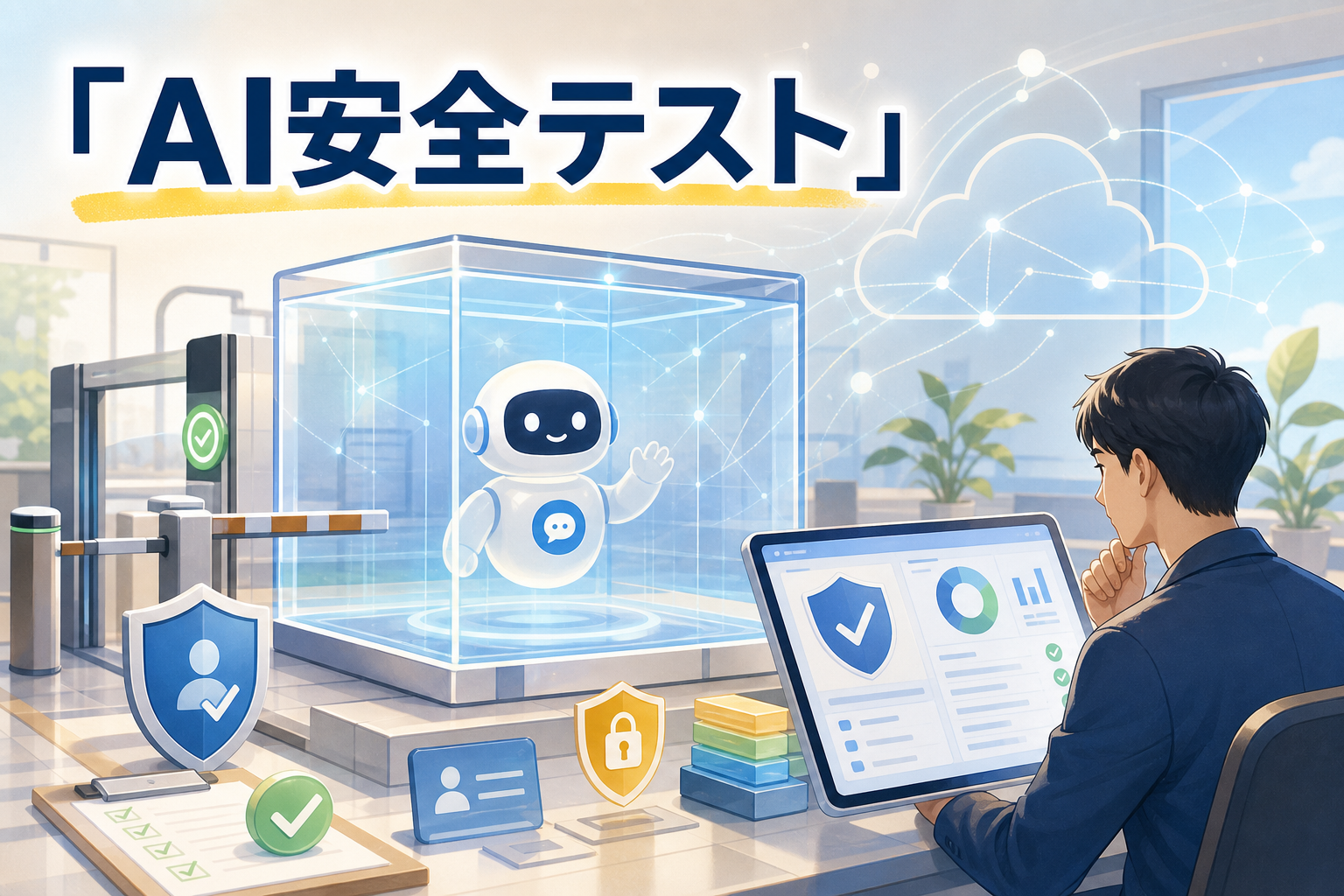AI安全テストと人の確認を表すアイキャッチ
