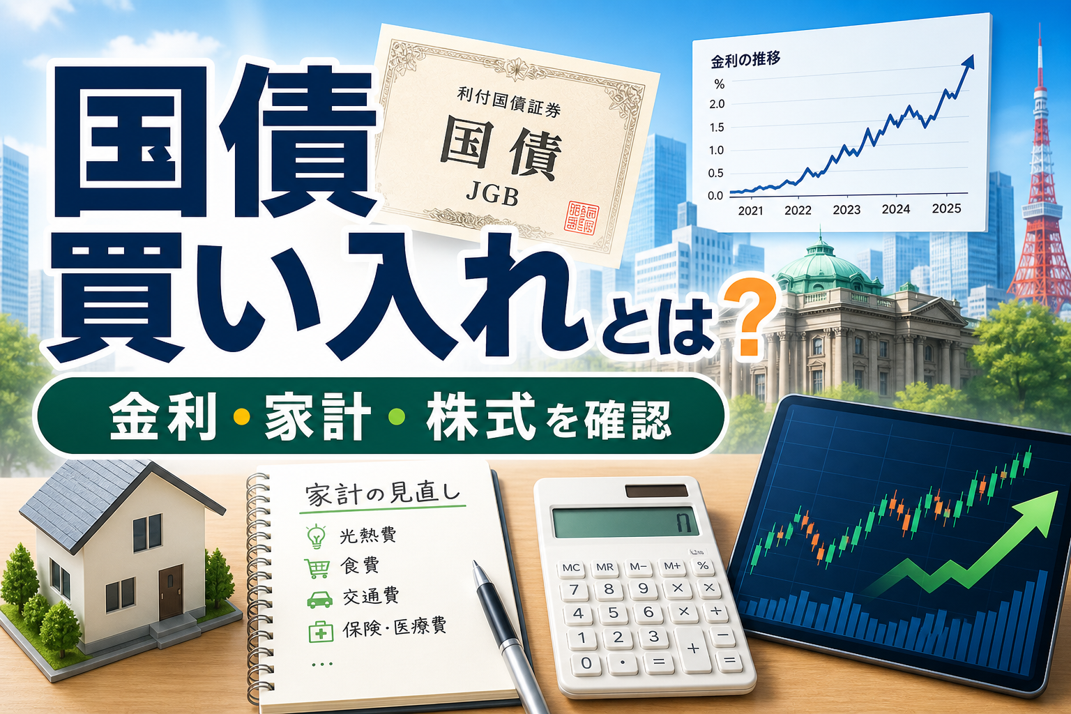 国債買い入れと金利家計の図解