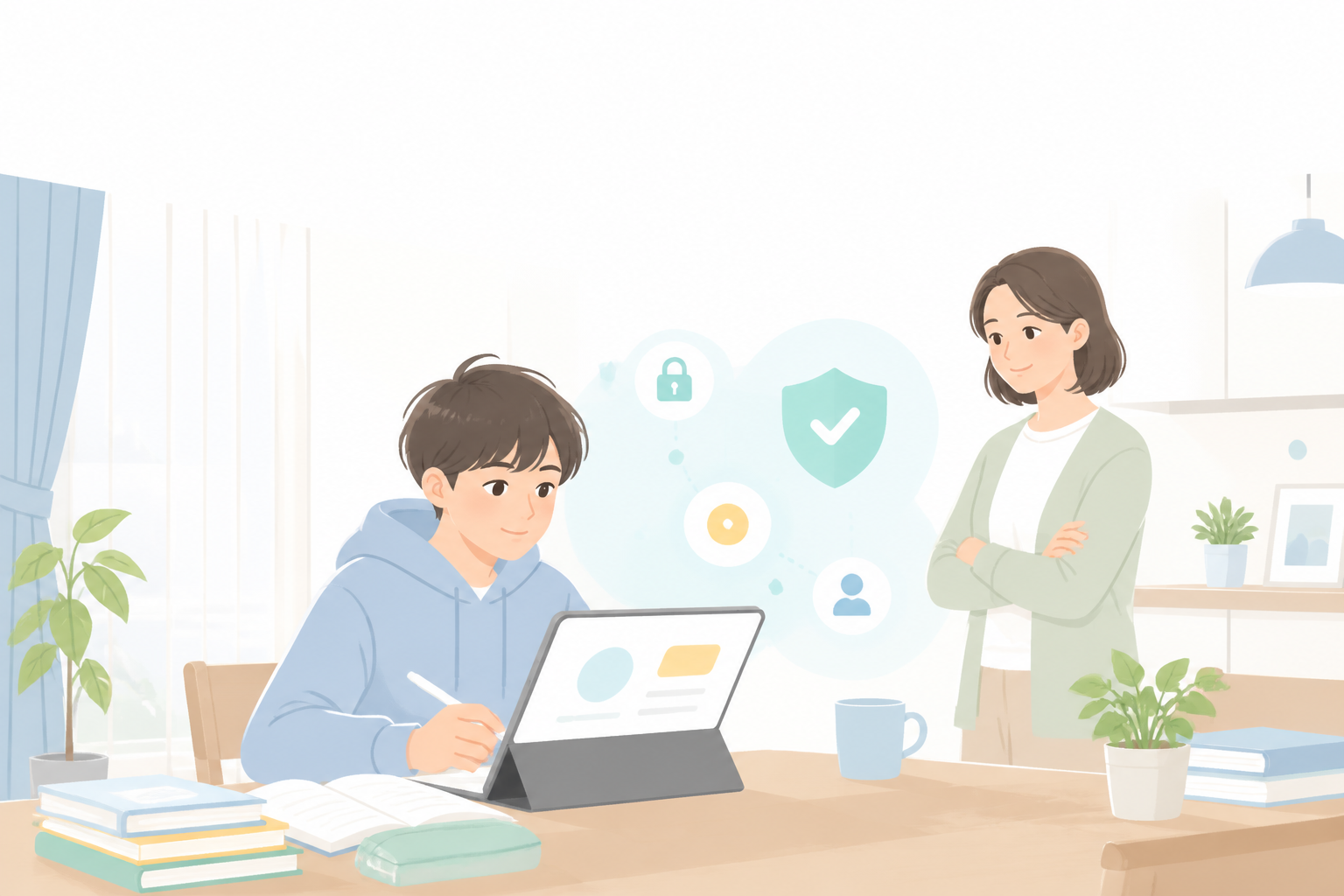 ChatGPT for Teensを家庭で見守る親子のイメージ