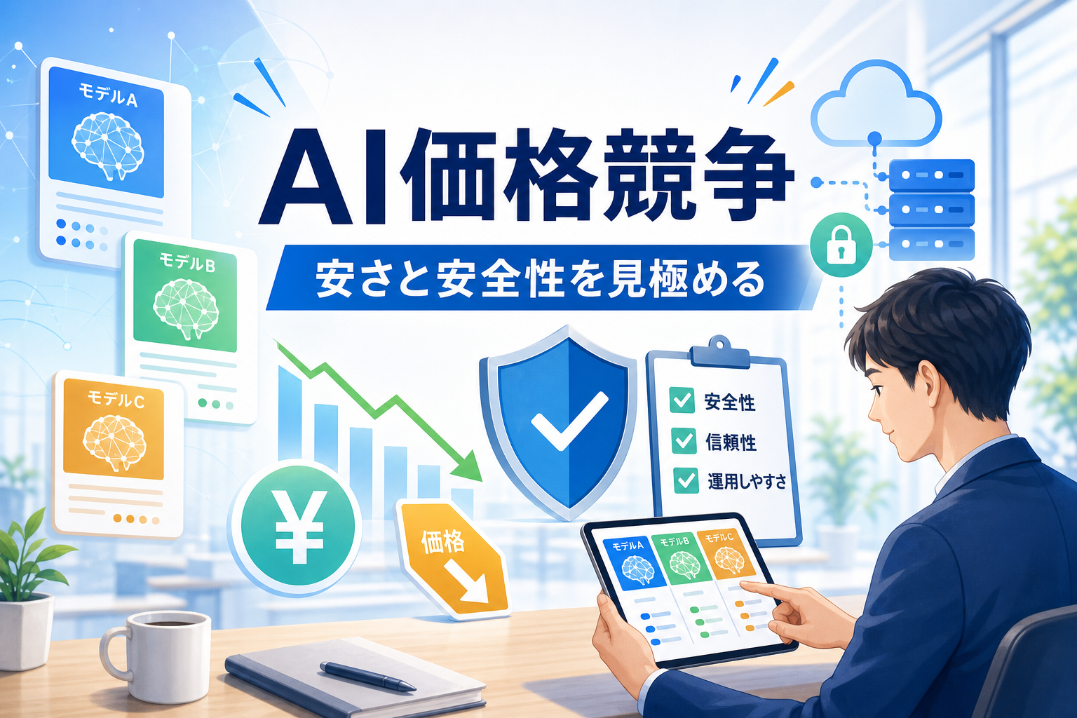 AI価格競争で安さと安全性を見極めるビジネス場面