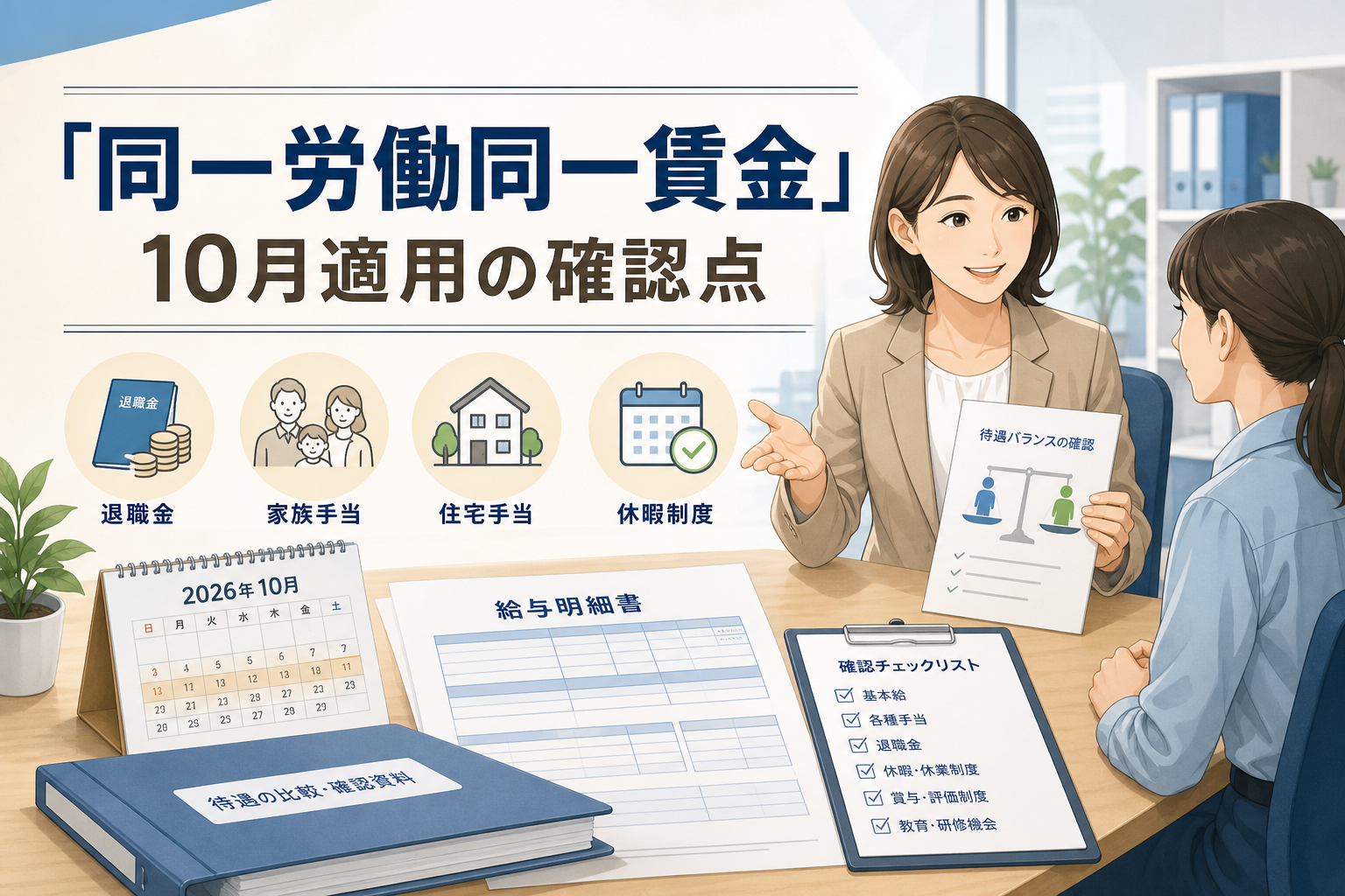 同一労働同一賃金改正の手当確認をする職場相談