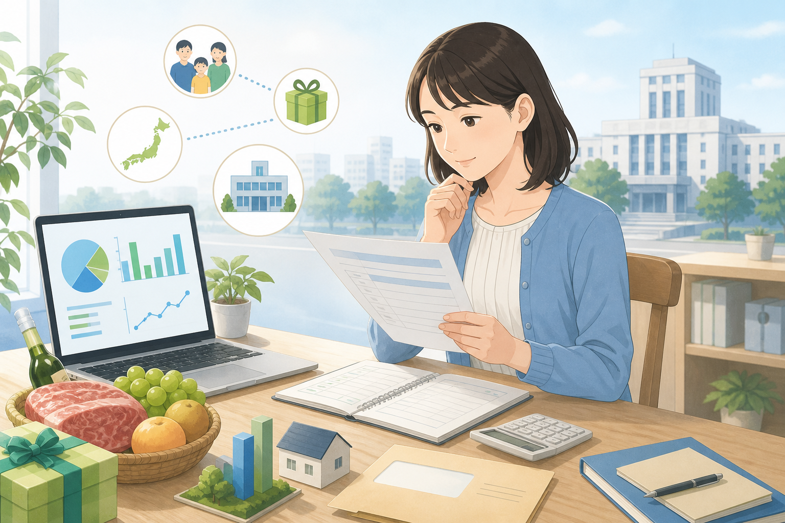 ふるさと納税と住民税や自治体財政を確認する人