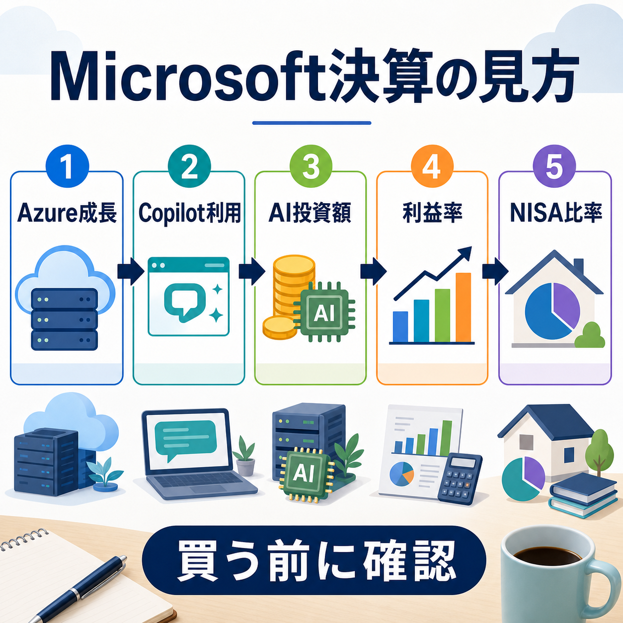 Microsoft決算の確認ポイントを示す図解
