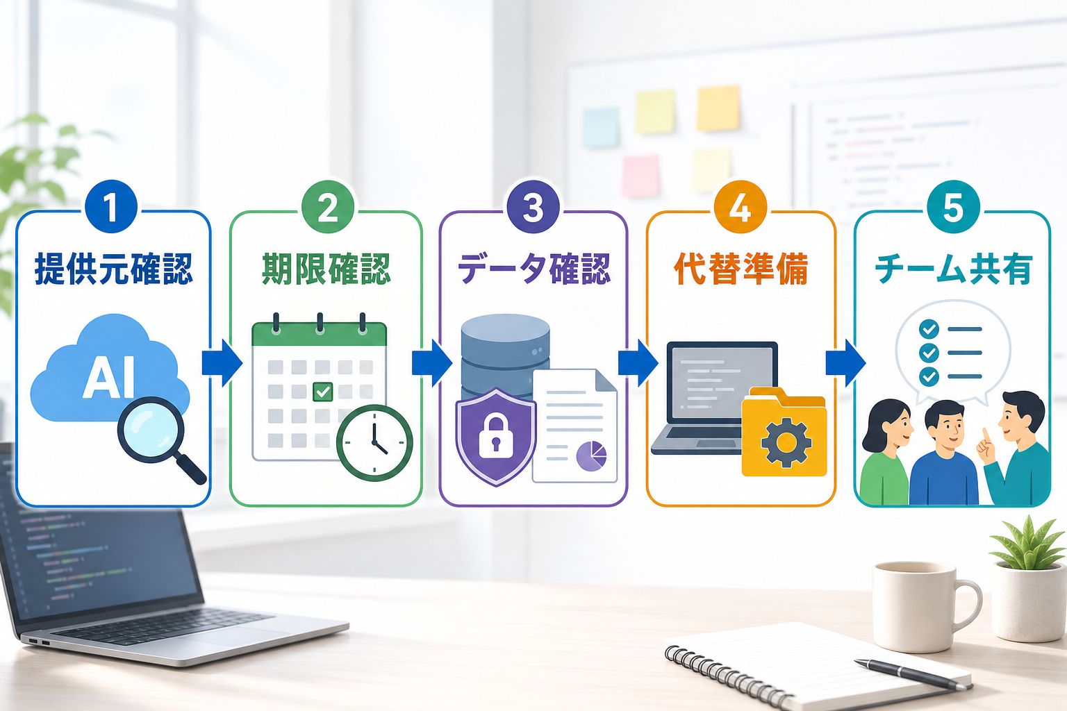 AI開発ツールの依存先確認手順を示す図