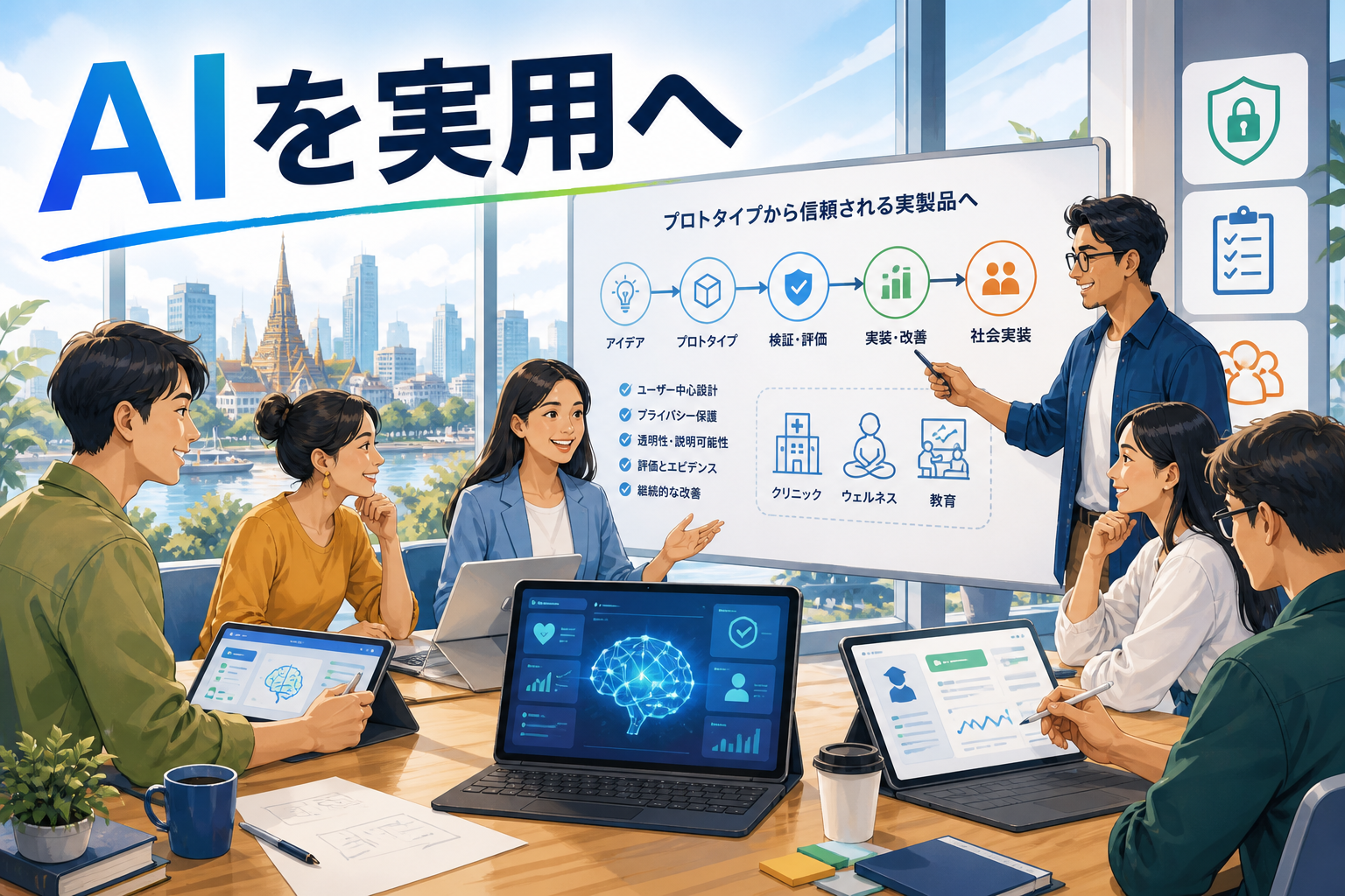 タイのAIアクセラレーターで医療教育AIを実用化するイメージ