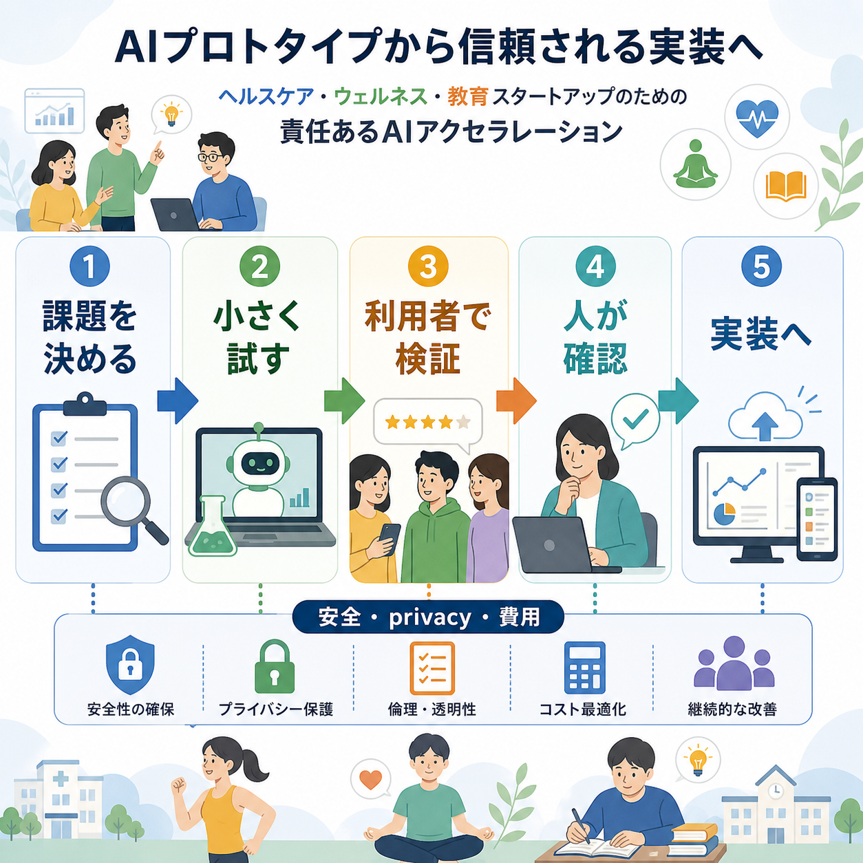 AIプロトタイプを信頼される実装へ進める流れを示す図