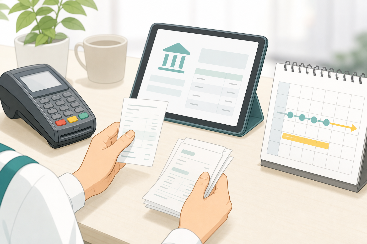 決済端末と入金予定を照合して未入金を確認する手元