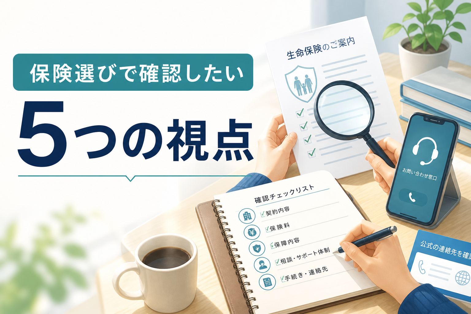 保険の説明資料を確認するイメージ