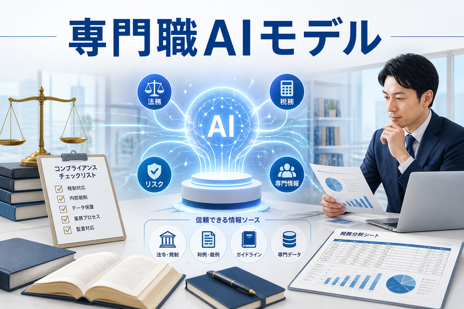 法務や税務の専門情報を確認する専門職AIモデル