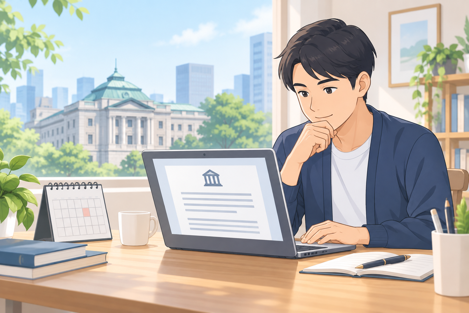 日銀会合の公式発表を確認する人