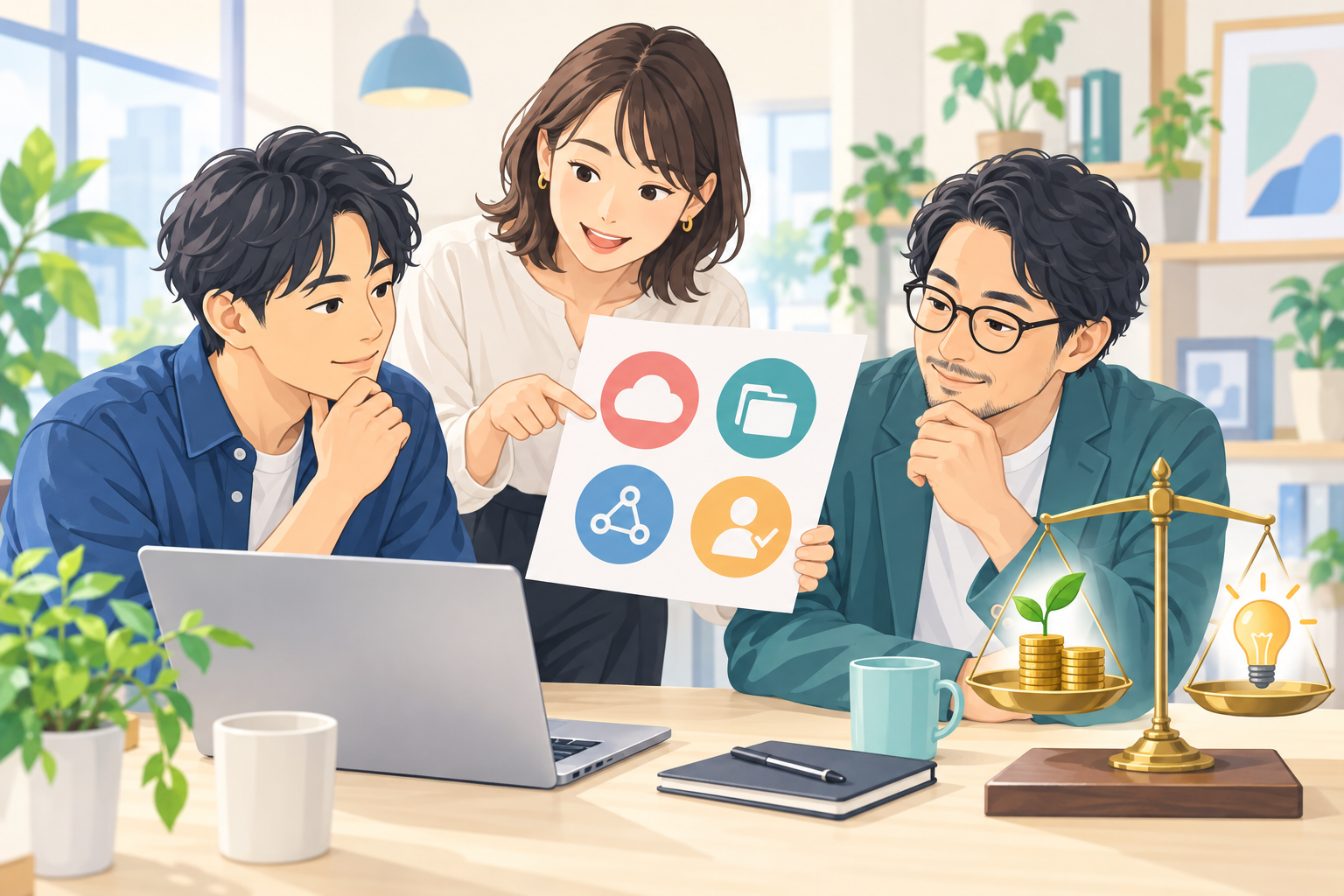 AI導入の費用と価値を検討する職場