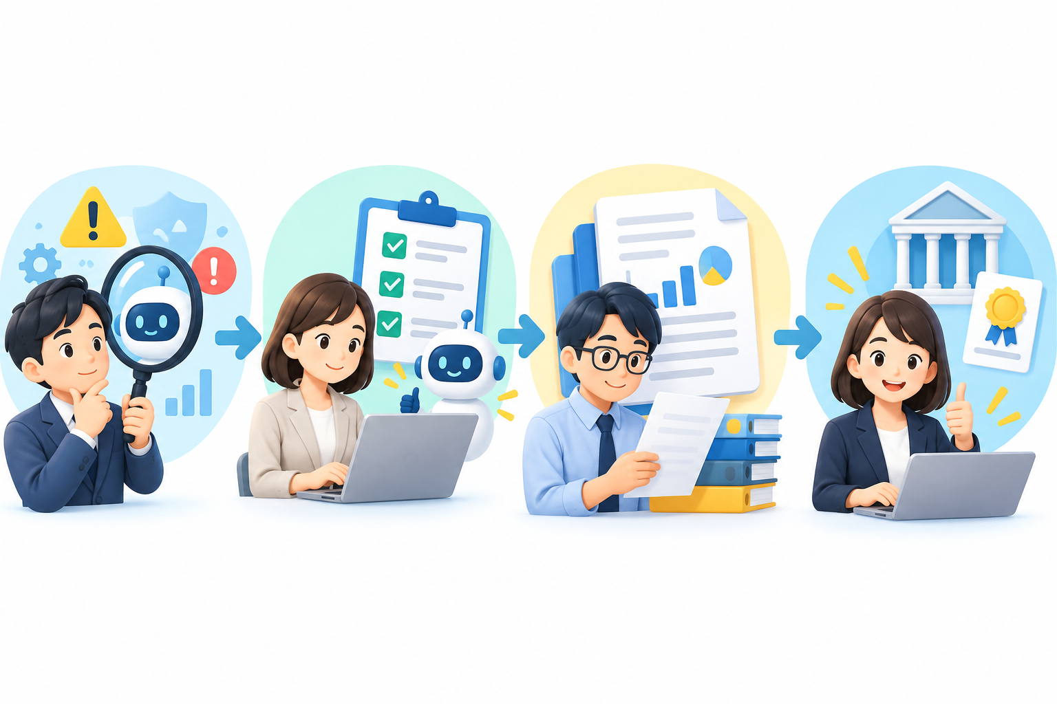 AI導入時の評価・記録・人の確認の流れ