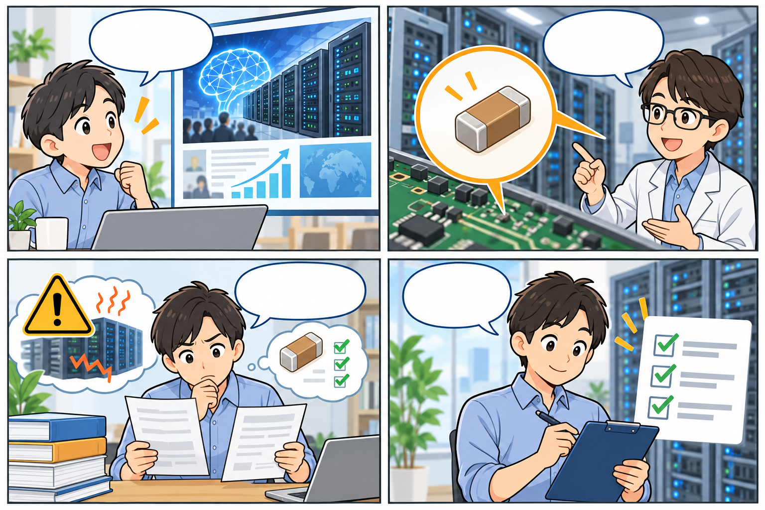 AIサーバーとMLCCを確認する4コマ