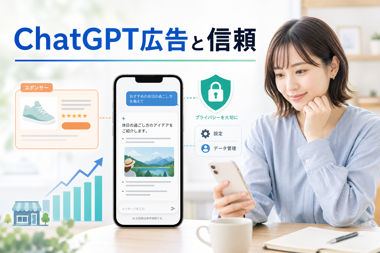 ChatGPT広告と利用者の信頼を表すアイキャッチ