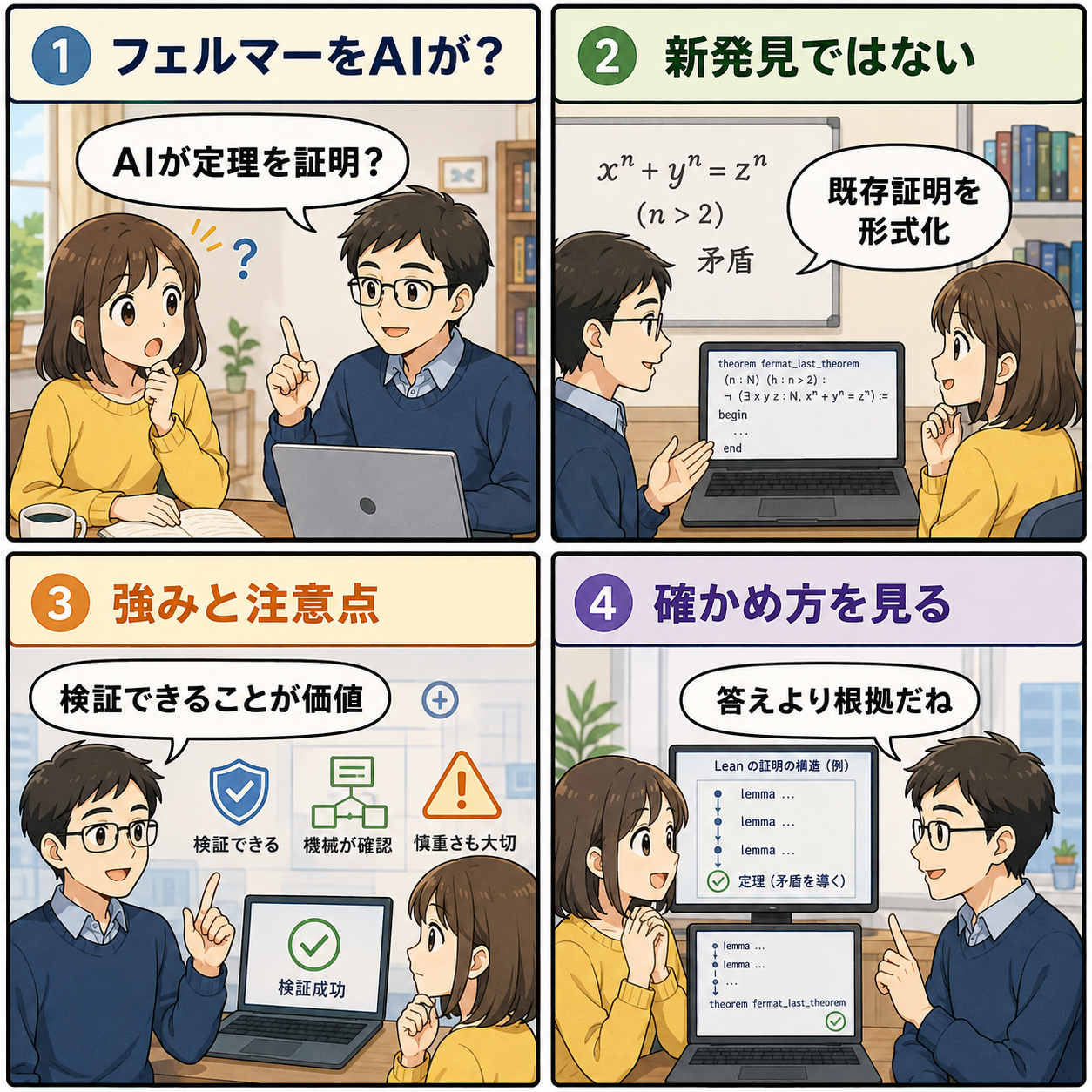 Claudeのフェルマー形式化を説明する4コマ