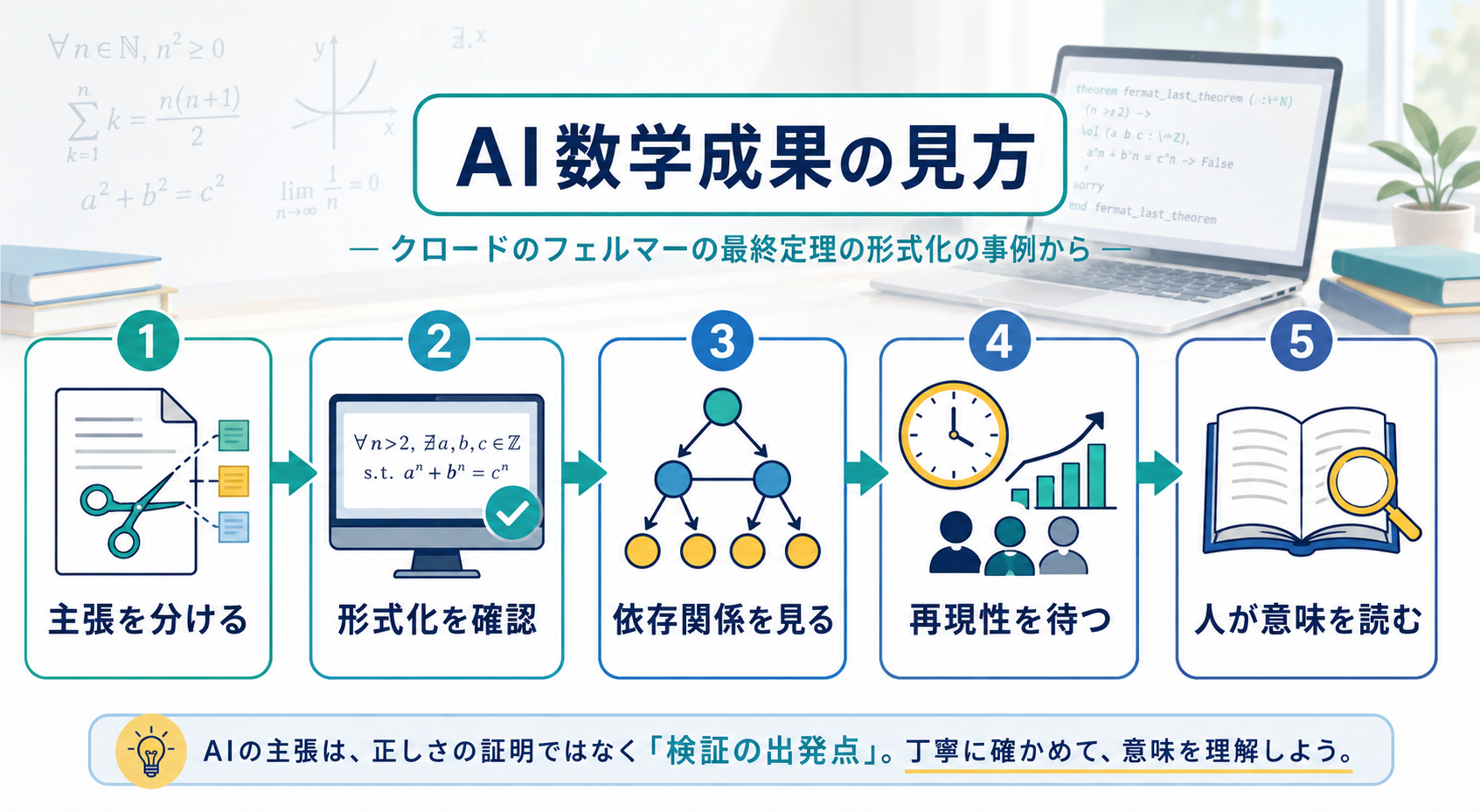 AI数学成果を確認する流れ