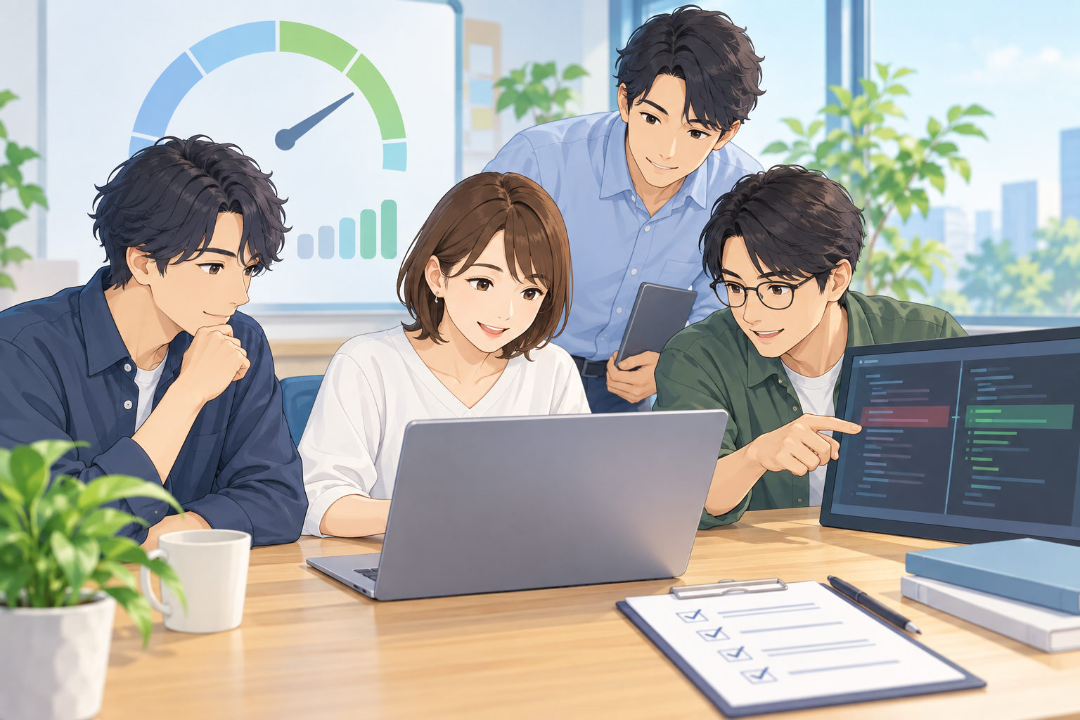 開発チームと利用状況ダッシュボードのイラスト