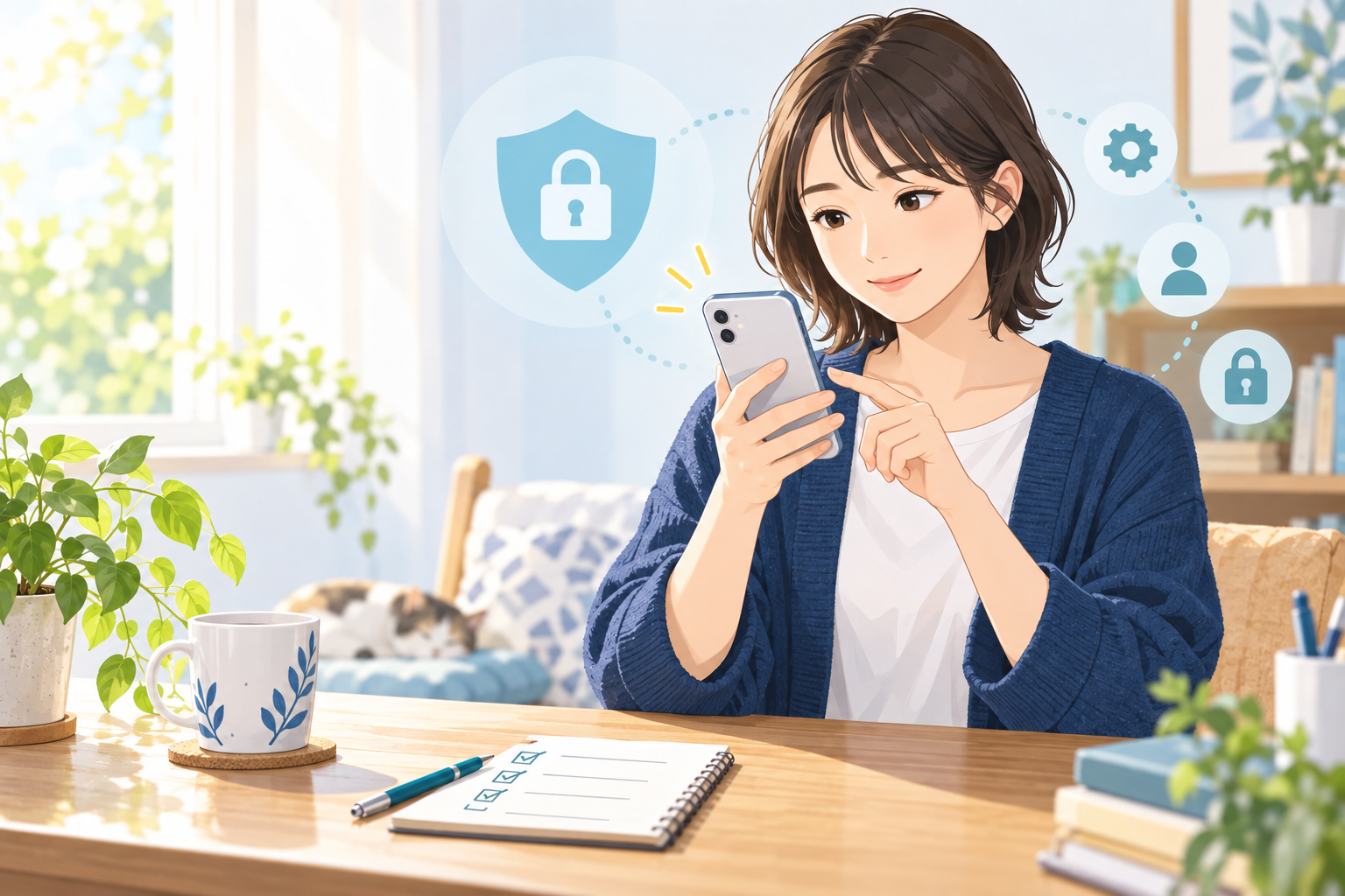 公式窓口と設定を確認する金融アプリ利用者